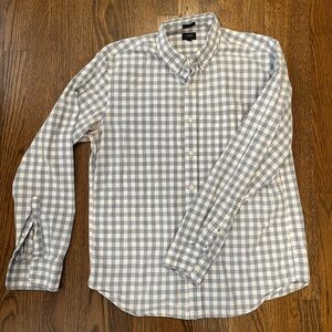 J. Crew Grey & White checked slim fit button down - Large